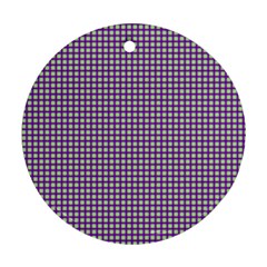 Mardi Gras Purple Plaid Round Ornament (two Sides)