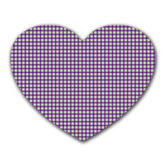 Mardi Gras Purple Plaid Heart Mousepads by PhotoNOLA