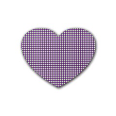 Mardi Gras Purple Plaid Rubber Coaster (heart)  by PhotoNOLA