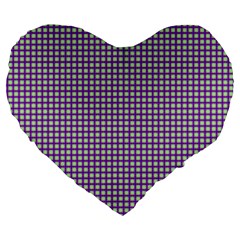 Mardi Gras Purple Plaid Large 19  Premium Heart Shape Cushions