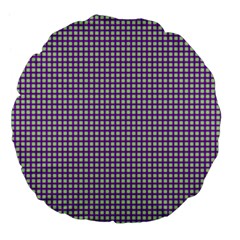 Mardi Gras Purple Plaid Large 18  Premium Flano Round Cushions