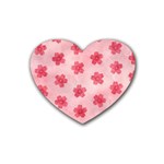 Watercolor Flower Patterns Heart Coaster (4 pack)  Front