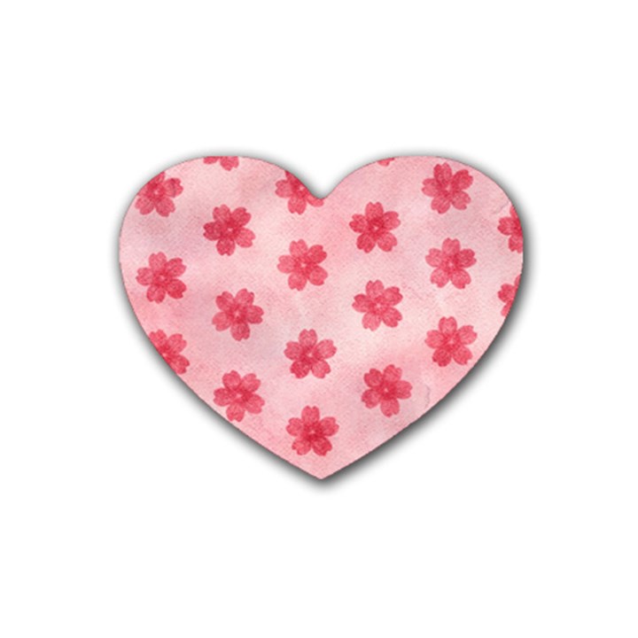 Watercolor Flower Patterns Heart Coaster (4 pack) 