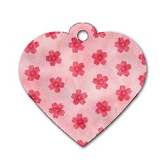 Watercolor Flower Patterns Dog Tag Heart (one Side) by TastefulDesigns