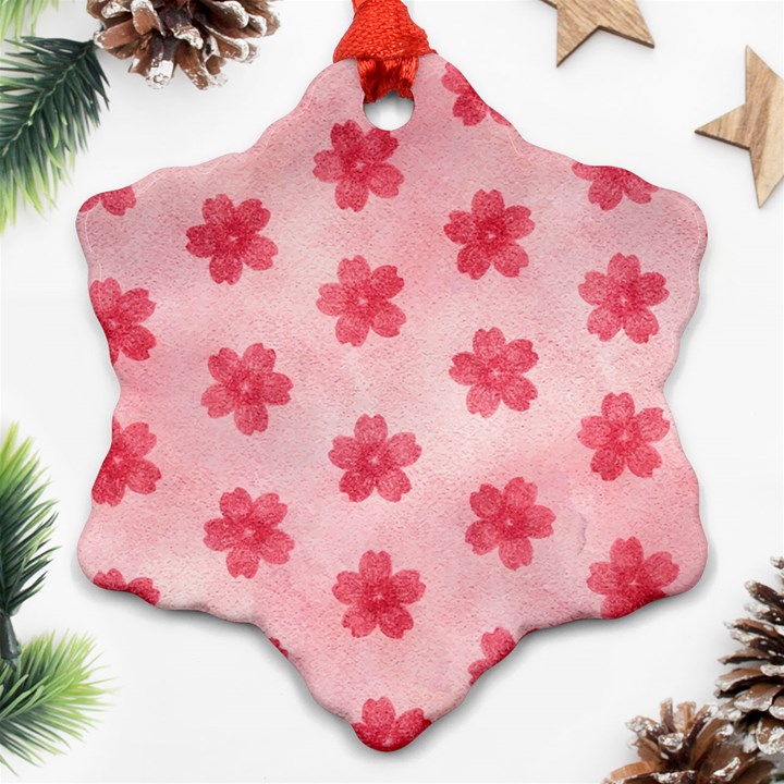 Watercolor Flower Patterns Snowflake Ornament (Two Sides)