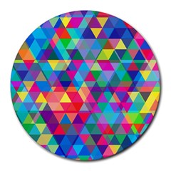 Colorful Abstract Triangle Shapes Background Round Mousepads by TastefulDesigns