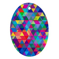 Colorful Abstract Triangle Shapes Background Ornament (oval)