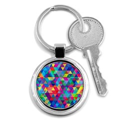 Colorful Abstract Triangle Shapes Background Key Chains (round)  by TastefulDesigns