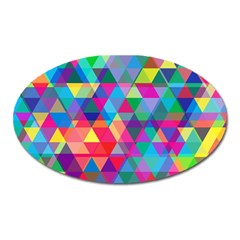 Colorful Abstract Triangle Shapes Background Oval Magnet by TastefulDesigns