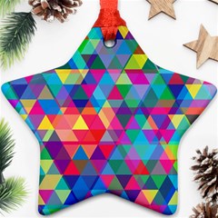 Colorful Abstract Triangle Shapes Background Star Ornament (two Sides) by TastefulDesigns