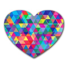 Colorful Abstract Triangle Shapes Background Heart Mousepads by TastefulDesigns