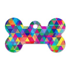 Colorful Abstract Triangle Shapes Background Dog Tag Bone (one Side) by TastefulDesigns