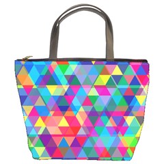 Colorful Abstract Triangle Shapes Background Bucket Bags by TastefulDesigns