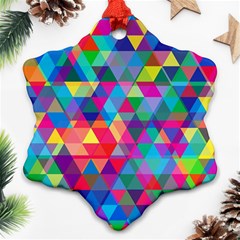 Colorful Abstract Triangle Shapes Background Snowflake Ornament (two Sides) by TastefulDesigns