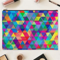 Colorful Abstract Triangle Shapes Background Cosmetic Bag (xxxl)  by TastefulDesigns