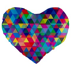 Colorful Abstract Triangle Shapes Background Large 19  Premium Heart Shape Cushions by TastefulDesigns