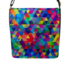 Colorful Abstract Triangle Shapes Background Flap Messenger Bag (l)  by TastefulDesigns