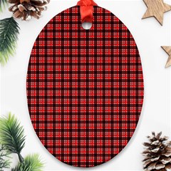 Red Plaid Ornament (oval)