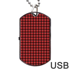 Red Plaid Dog Tag Usb Flash (two Sides) by PhotoNOLA