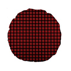 Red Plaid Standard 15  Premium Round Cushions by PhotoNOLA