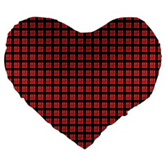 Red Plaid Large 19  Premium Flano Heart Shape Cushions by PhotoNOLA