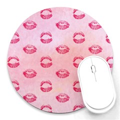 Watercolor Kisses Patterns Round Mousepads by TastefulDesigns