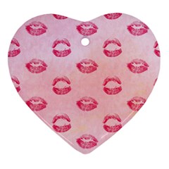 Watercolor Kisses Patterns Ornament (heart) by TastefulDesigns