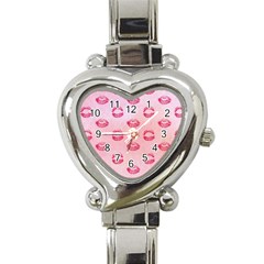 Watercolor Kisses Patterns Heart Italian Charm Watch by TastefulDesigns