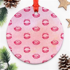 Watercolor Kisses Patterns Round Ornament (two Sides) by TastefulDesigns