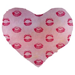 Watercolor Kisses Patterns Large 19  Premium Heart Shape Cushions by TastefulDesigns