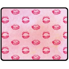 Watercolor Kisses Patterns Double Sided Fleece Blanket (medium)  by TastefulDesigns