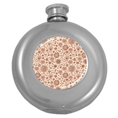 Retro Sketchy Floral Patterns Round Hip Flask (5 Oz) by TastefulDesigns