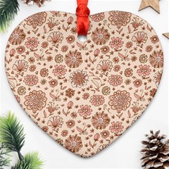 Retro Sketchy Floral Patterns Heart Ornament (two Sides) by TastefulDesigns