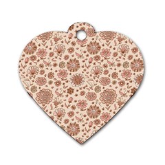 Retro Sketchy Floral Patterns Dog Tag Heart (one Side) by TastefulDesigns