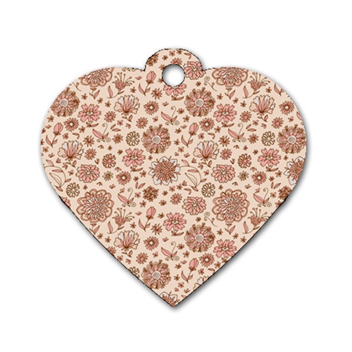 Retro Sketchy Floral Patterns Dog Tag Heart (Two Sides)