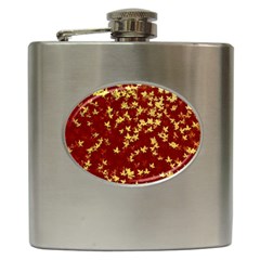 Background Design Leaves Pattern Hip Flask (6 Oz) by Simbadda