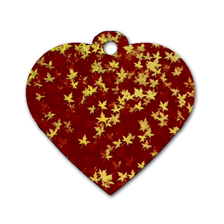 Background Design Leaves Pattern Dog Tag Heart (Two Sides)