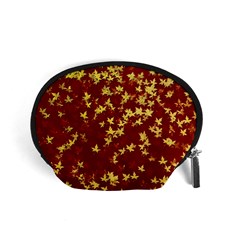 Background Design Leaves Pattern Accessory Pouches (small)  by Simbadda