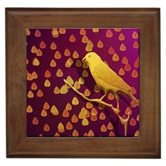 Bird Design Wall Golden Color Framed Tiles by Simbadda