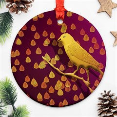 Bird Design Wall Golden Color Ornament (round) by Simbadda