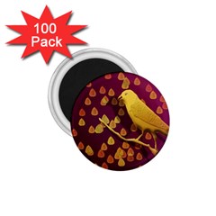 Bird Design Wall Golden Color 1 75  Magnets (100 Pack)  by Simbadda