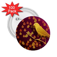 Bird Design Wall Golden Color 2 25  Buttons (100 Pack)  by Simbadda