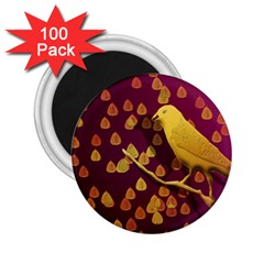 Bird Design Wall Golden Color 2 25  Magnets (100 Pack)  by Simbadda