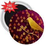 Bird Design Wall Golden Color 3  Magnets (100 pack) Front