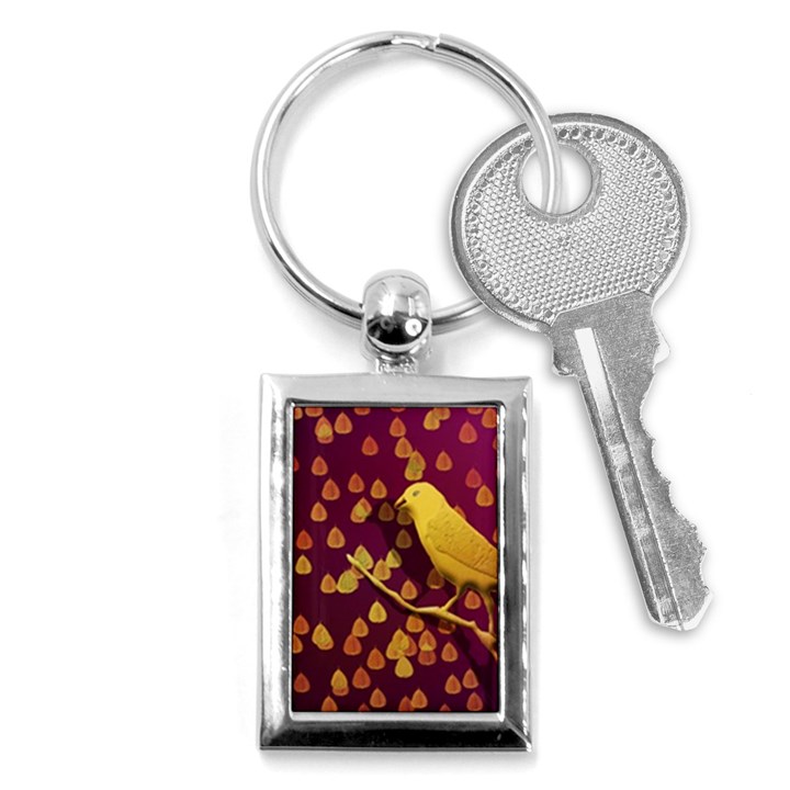 Bird Design Wall Golden Color Key Chains (Rectangle) 