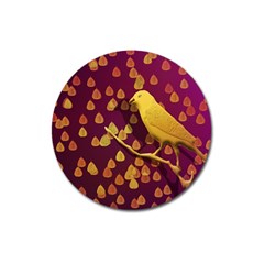 Bird Design Wall Golden Color Magnet 3  (round) by Simbadda