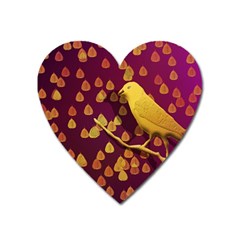 Bird Design Wall Golden Color Heart Magnet by Simbadda