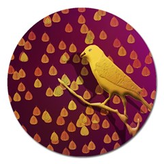 Bird Design Wall Golden Color Magnet 5  (round) by Simbadda