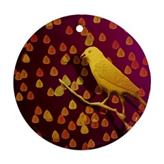 Bird Design Wall Golden Color Round Ornament (two Sides) by Simbadda