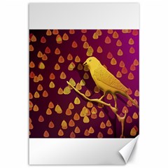 Bird Design Wall Golden Color Canvas 12  X 18   by Simbadda